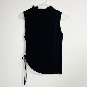 Elodie Shirt Womens Large Black Sleeveless Ruched Mock Neck NWT